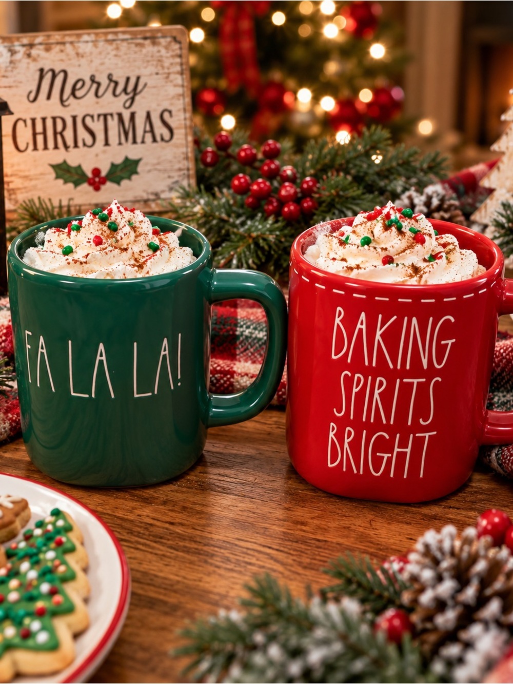 Holiday Ceramic Mug Set - Rae Dunn Christmas Festive Coffee Mugs